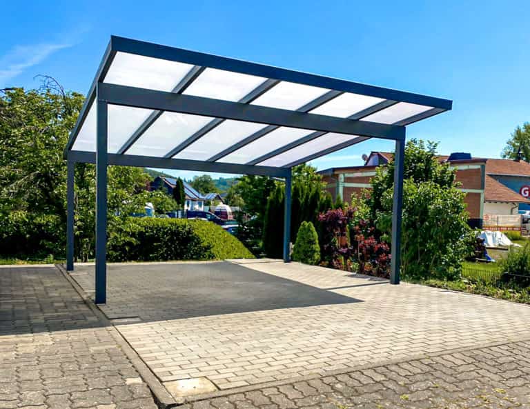 Pultdachcarport V450 Anthrazit freistehend Polycarbonat 1 768x593 1